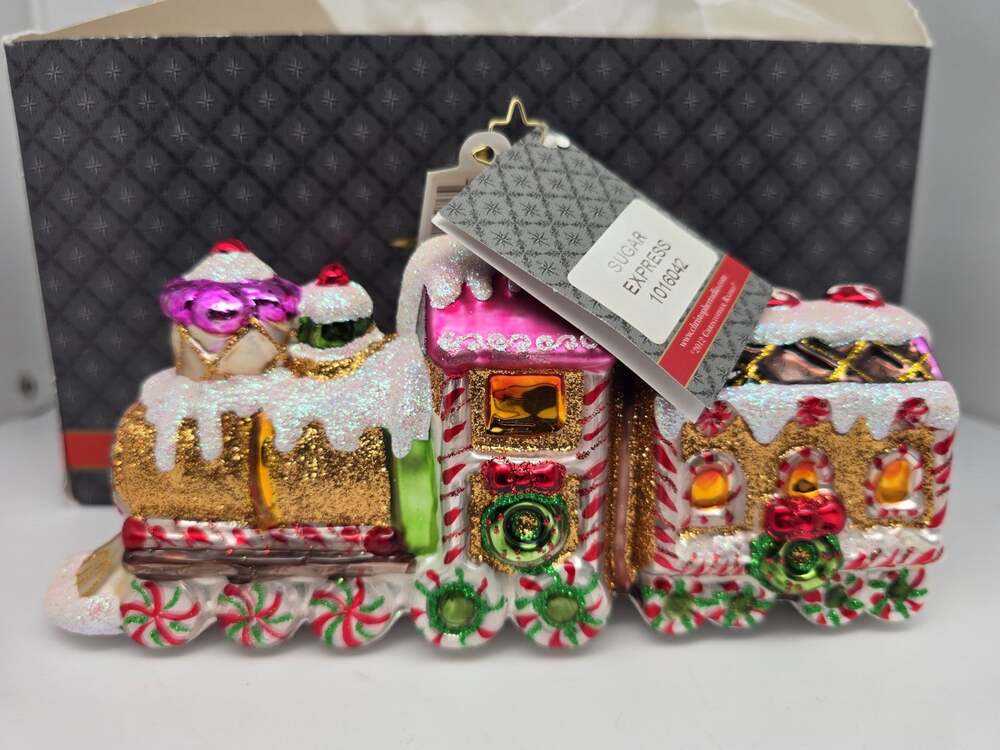 Rare RADKO Vtg 2012 "Sugar Express" Train Ornament Candy Sweets 7 3/8" #1016042